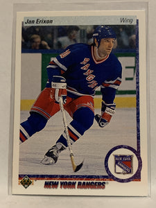 #366 Jan Erixon New York Rangers 1990-91 Upper Deck Hockey Card  NHL