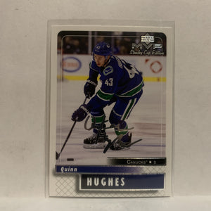 #97 Quinn Hughes Stanley Cup Edition Silver Scripts Vancouver Canucks 2019-20 Upper Deck MVP Hockey Card KT