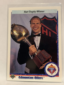 #206 Mark Messier Hart Trophy Edmonton Oilers 1990-91 Upper Deck Hockey Card NHL