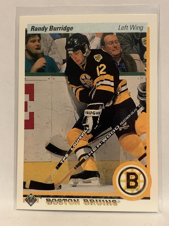 #196 Randy Burridge Boston Bruins 1990-91 Upper Deck Hockey Card NHL