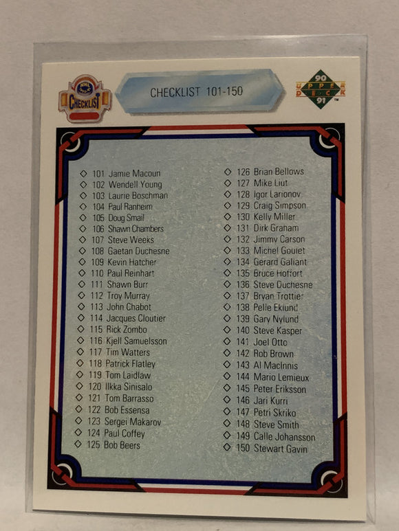 #200 Checklist 101-200 1990-91 Upper Deck Hockey Card NHL