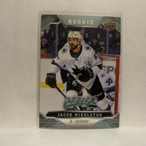 #225 Jacob Middleton Rookie San Jose Sharks 2019-20 Upper Deck MVP Hockey Card KV