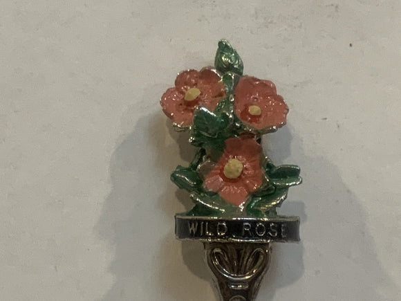 Lloydminster Saskatchewan Alberta Wild Rose Collectable Souvenir Spoon NW