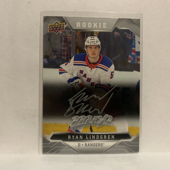 #242 Ryan Lindgren Rookie Silver Scripts New York Rangers 2019-20 Upper Deck MVP Hockey Card KW