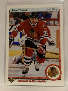 #221 Steve Thomas Chicago Blackhawks 1990-91 Upper Deck Hockey Card NHL