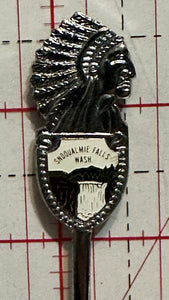 Snoqualmie Falls Washington Native Chief Union Washington Souvenir Spoon