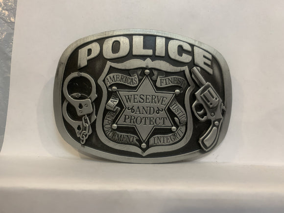 Police We Serve and Protect Belt Buckle AA