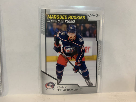 #529 Calvin Thurkauf Marquee Rookie Columbus Blue Jackets 2020-21 O-PEE-CHEE Hockey Card MS