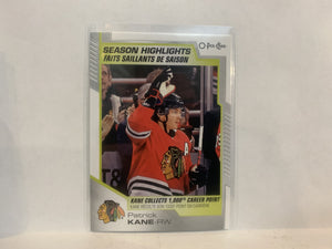 #599 Patrick Kane Season Highlights Chicago Blackhawks 2020-21 O-PEE-CHEE Hockey Card MV