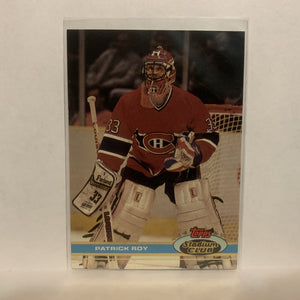 #107 Patrick Roy Montreal Canadiens 1991-92 Topps Stadium Club Hockey Card LJ