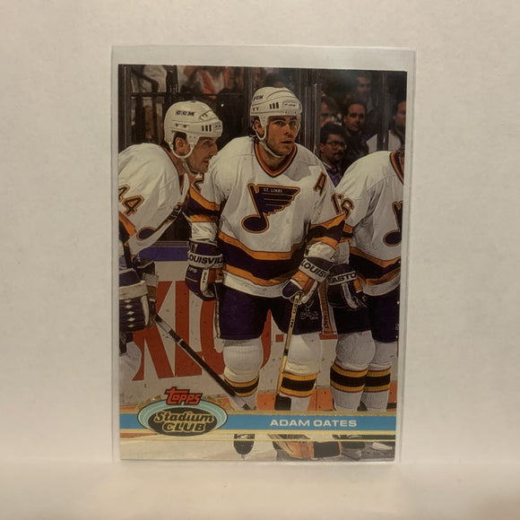 #108 Adam Oates St Louis Blues 1991-92 Topps Stadium Club Hockey Card LJ