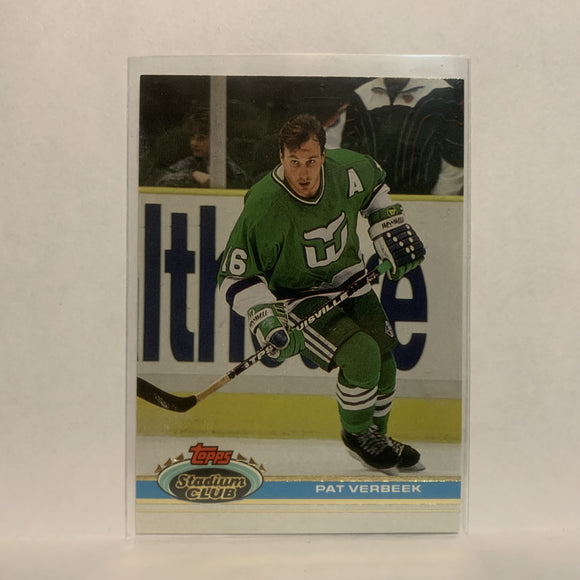 #102 Pat Verbeek Hartford Whalers 1991-92 Topps Stadium Club Hockey Card LK