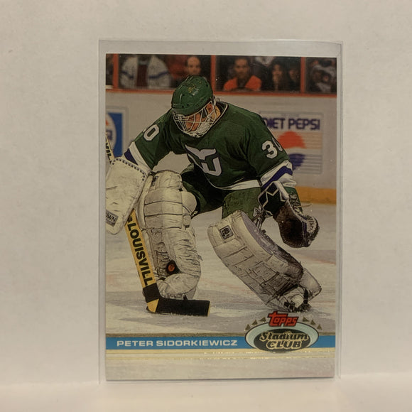 #125 Peter Sidorkiewicz Hartford Whalers 1991-92 Topps Stadium Club Hockey Card LL