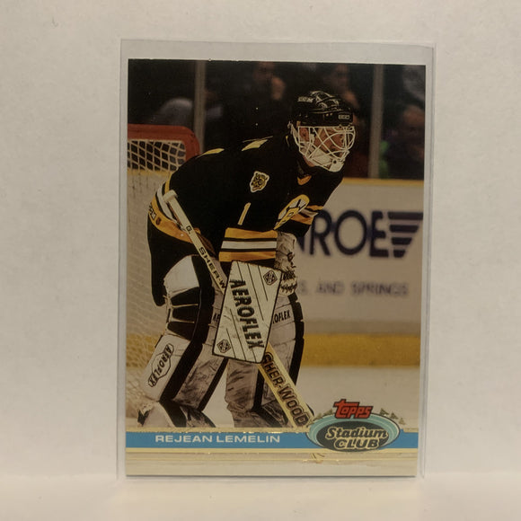 #23 Rejean Lemelin Boston Bruins 1991-92 Topps Stadium Club Hockey Card LM