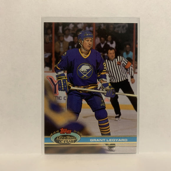 #169 Grant Ledyard Buffalo Sabres 1991-92 Topps Stadium Club Hockey Card LN