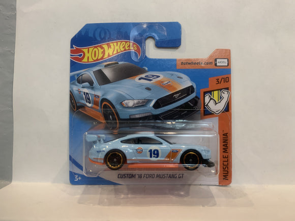 Blue Custom '18 Ford Mustang GT Muscle Mania 2019 Hot Wheels Short Card New Diecast Cars AA