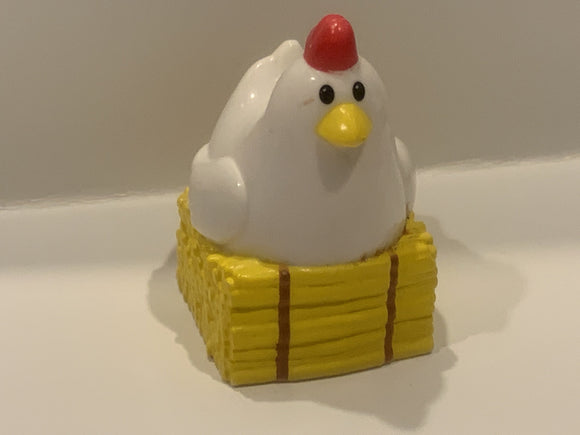 Chicken Hen Sitting on Straw Figurine Toy
