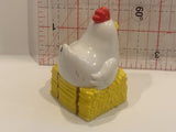 Chicken Hen Sitting on Straw Figurine Toy