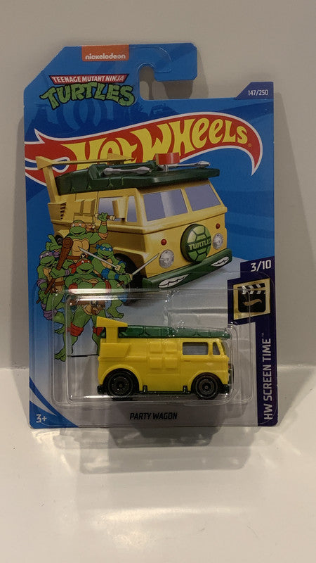 Yellow Party Wagon Teenage Mutant Ninja Turtles 3/10 HW Screen Time 2020 147/250 GHB47 Hot Wheels Long Card