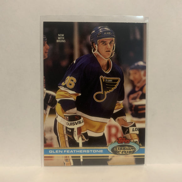 #319 Glen Featherstone Boston Bruins 1991-92 Topps Stadium Club Hockey Card LZ3