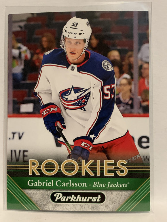 #269 Gabriel Carlsson Rookie Columbus Blue Jackets 2017-18 Parkhurst Hockey Card