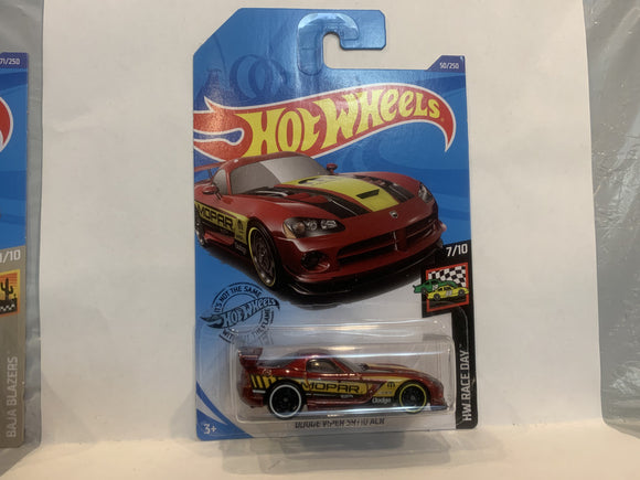 Red Dodge Viper SRT10 ACR HW Race Day 2018 Hot Wheels Long Card New Diecast Cars AB