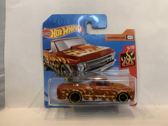 Orange Flames '67 Chevy C10 HW Race Day 2018 Hot Wheels Short Card New Diecast Cars AB
