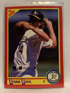 #266 Storm Davis Oakland Athletics 1990 Score Baseball Card