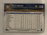 #514 Will Smith Milwaukee Brewers 2015 Topps Series two Baseball Card