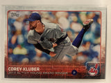 #487 Corey Kluber 2014 Al Cy Young Award 2015 Topps Series two Baseball Card