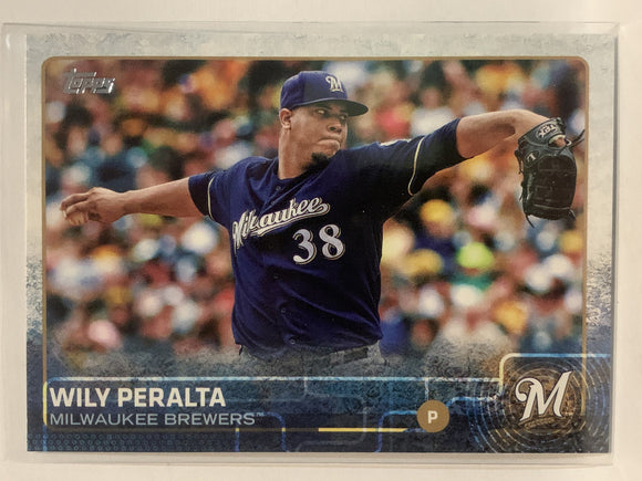 #672 Wily Peralta Milwaukee Brewers 2015 Topps Series two Baseball Card