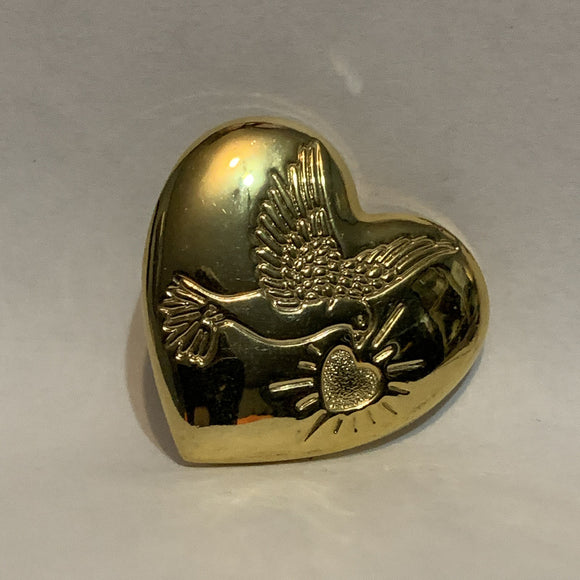 Dove Carrying a Heart on a Heart Bird Lapel Hat Pin