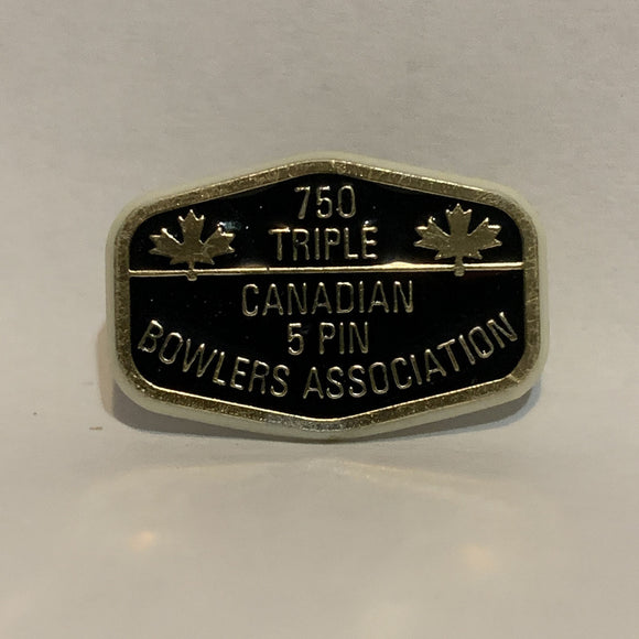 750 Triple Canadian 5 Pin Bowlers Association Logo Lapel Hat Pin