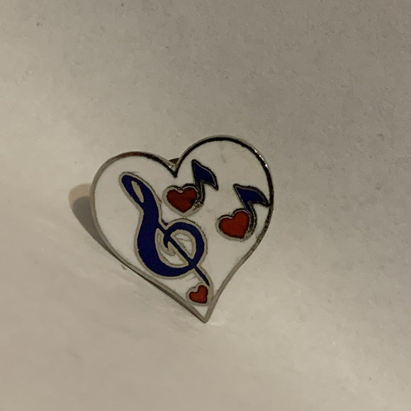 Music Notes on a Heart Lapel Hat Pin