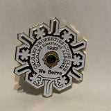 Calgary Properties Lions Club Chartered Alberta 1983 We Serve Snowflake Lapel Hat Pin