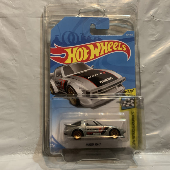 Silver Mazda RX-7 HW Speed Graphics 2/10 Hot Wheels Diecast New B1