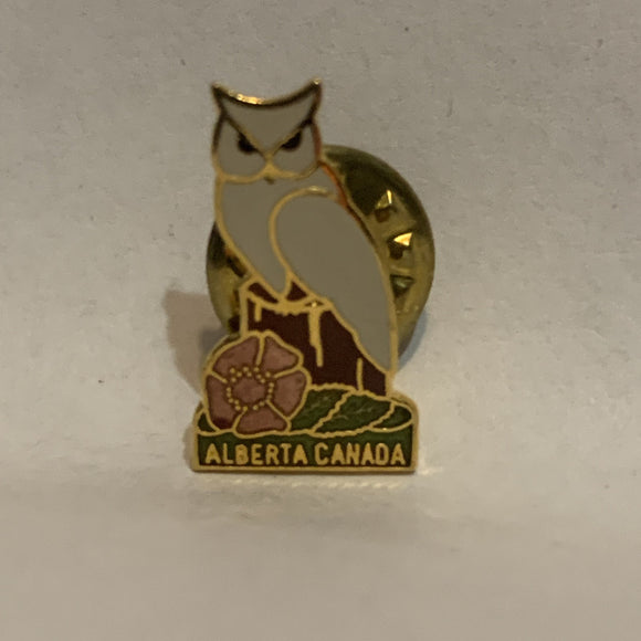 Alberta Canada Wild Rose Owl  Lapel Hat Pin