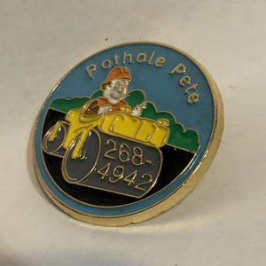 Pothole Pete Pavement Roller Lapel Hat Pin