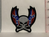 Skull Cross Bones Wings Flag Iron On Patch AA