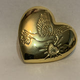 Dove with a Heart on a Heart Lapel Hat Pin