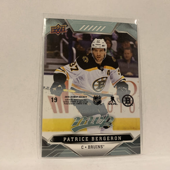 #19 Patrice Bergeron Boston Bruins  2019-20 UD MVP Hockey Card AF