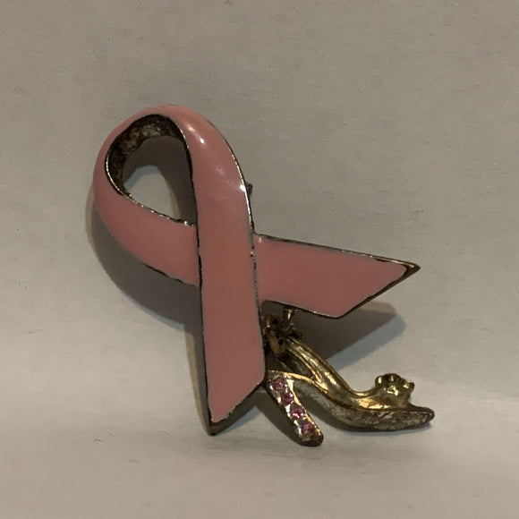 Pink Ribbon Shoe Lapel Hat Pin