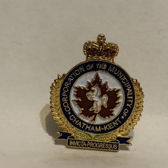 Corporation of the Municipality of Chatham Kent Crest Emblem Lapel Hat Pin