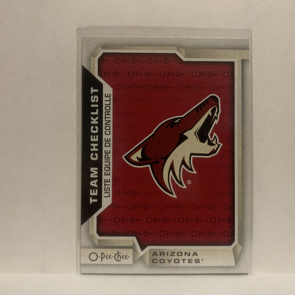 #591 Team Checklist Arizona Coyotes 2018-19 O-Pee-Chee Hockey Card JL