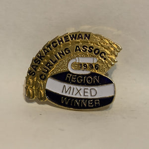 Saskatchewan Curling Association 1996 Region Mixed Winner Lapel Hat Pin