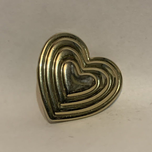 Rippled Heart on a Heart Lapel Hat Pin