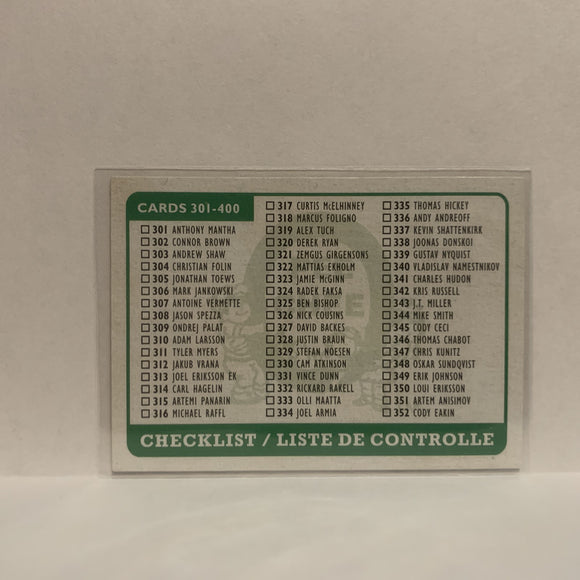 #400 Checklist 2018-19 O-Pee-Chee Hockey Card JN