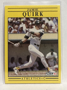 #21 Jamie Quirk Oakland Athletics 1991 Fleer Baseball Card