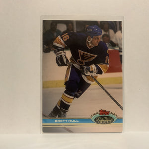 #67 Brett Hull St Louis Blues 1991-92 Topps Stadium Club Hockey Card JV