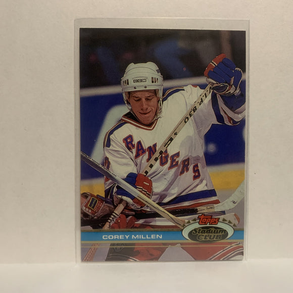 #71 Corey Millen New York Rangers 1991-92 Topps Stadium Club Hockey Card JV